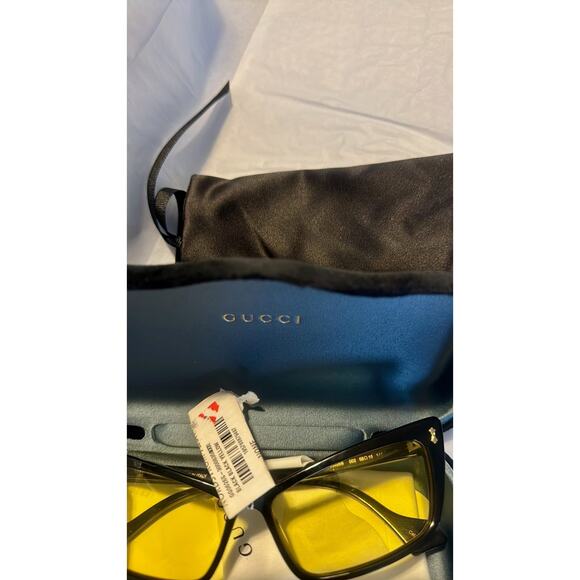 Gucci 58mm Cat Eye Sunglasses black with yellow lenses - Picture 11 of 11